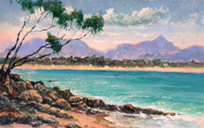 Painting from wategos beach, byron bay australia,