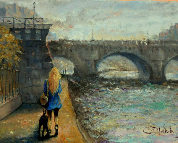 Pont Neuf Paris -Walking the Dog. Original oil painting of Paris for sale -  ORIGINAL IMPRESSIONIST PAINTINGS OF AUSTRALIA, FRANCE & SCOTLAND BY FRED  MARSH